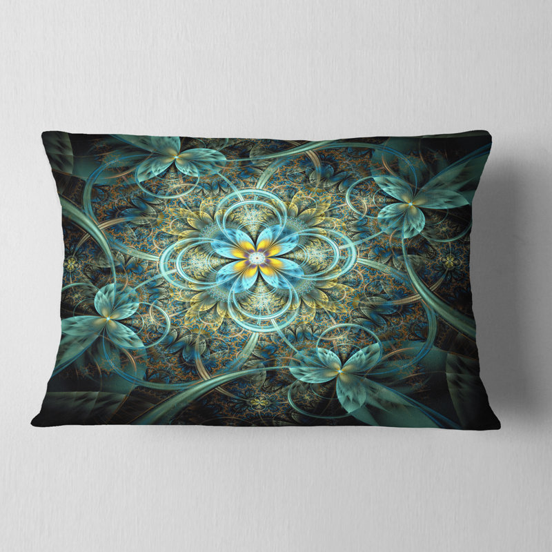 Coussin lombaire floral fractal scintillant