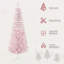 Arbre de Noël artificiel enneigé 5 pi, arbre de Noël mince avec branches réalistes et base en plastique pour décoration d'intérieur, rose-118034168