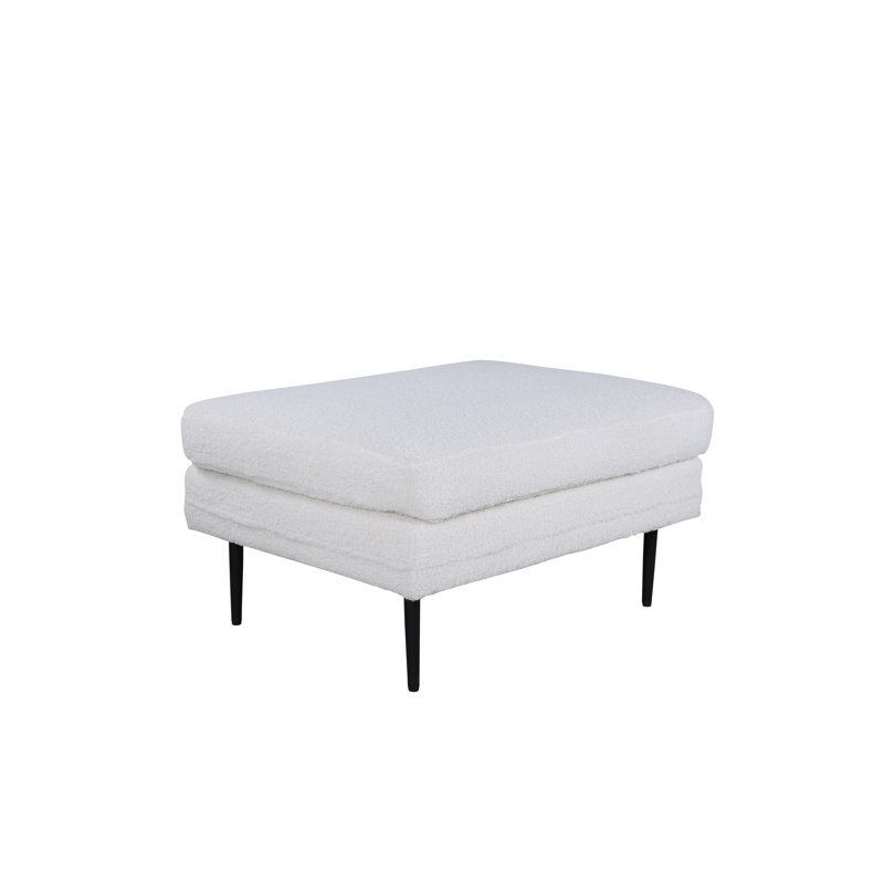 Horta 40cm Wide Square Ottoman, White, Black