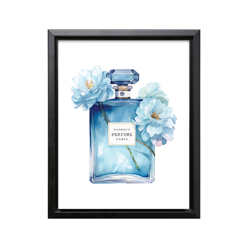 Parfum tendance bleu, Black Framed, Canvas, 16"H x 20"W