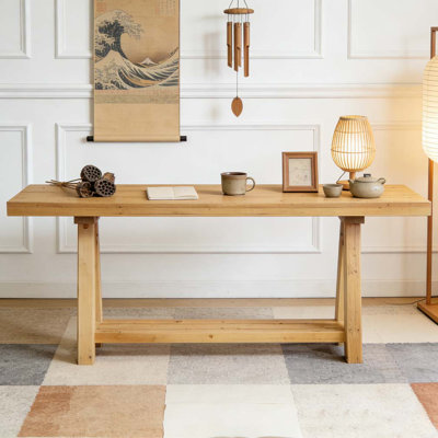 Table basse de style naturel, table d'entrée en bois, console élégante