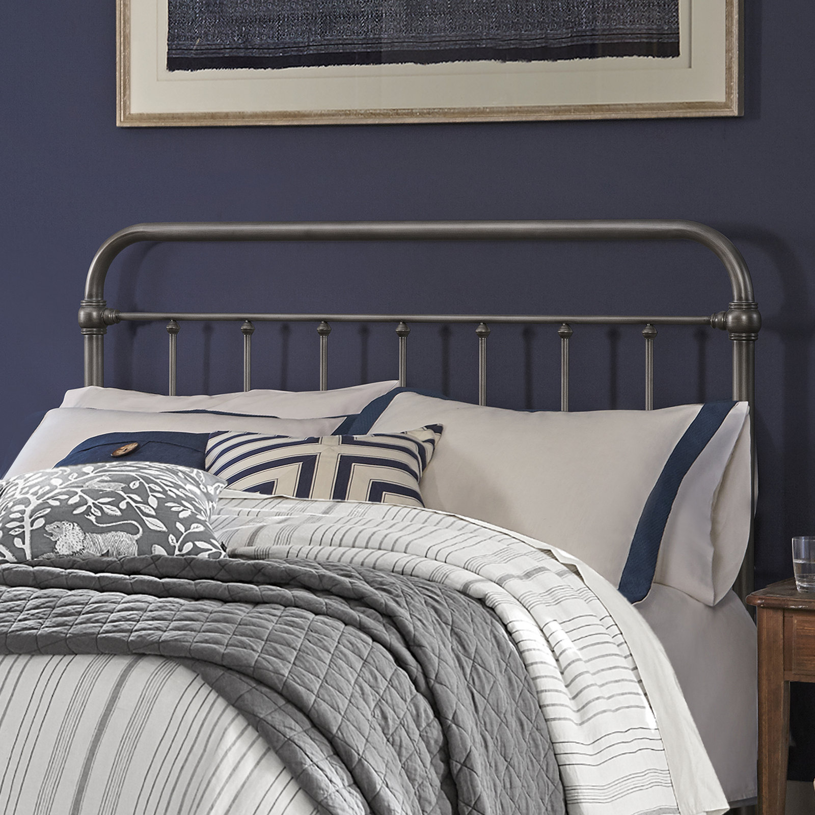 Shumacker Steel Slat Headboard, Full/Queen, Pewter