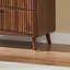 Ensemble de commode 3 tiroirs cannelés, commode de style Mid-Century moderne avec rainures verticales, armoire de rangement en bois massif avec poignées en métal