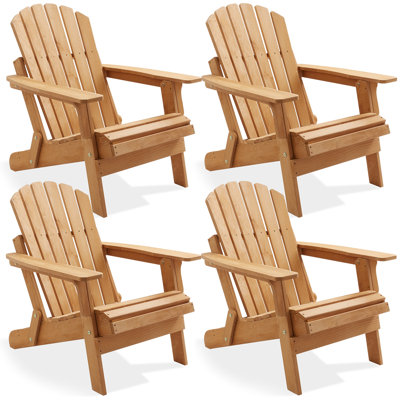 Set of 4 Oversized Folding Wooden Adirondack Chair