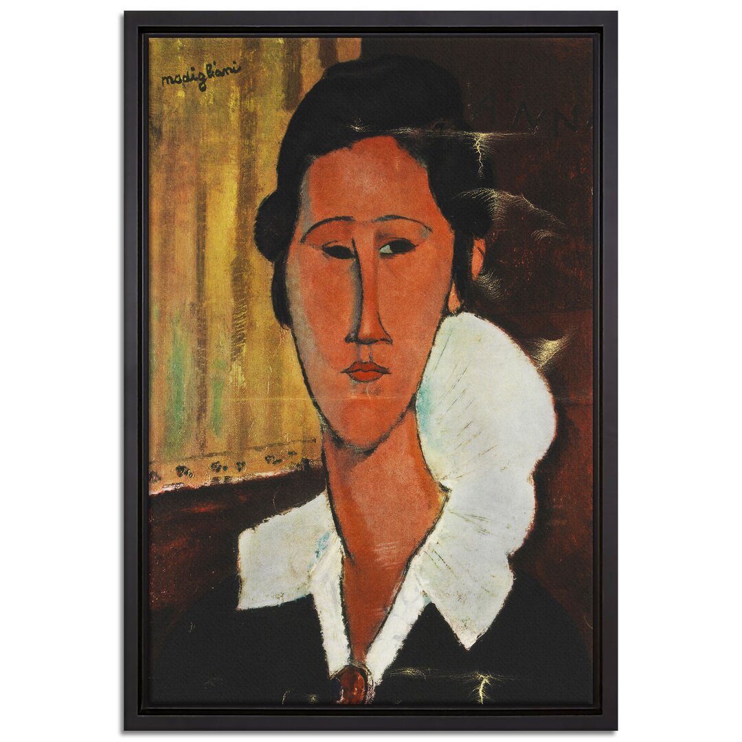 Gerahmtes Leinwandbild Kunstdruck Portrait von Hanka Zborowska von Amedeo Modigliani