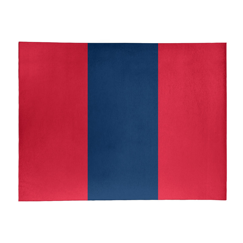 Tapis rayé rouge / bleu marine, Rectangle 9 pi x 12 pi