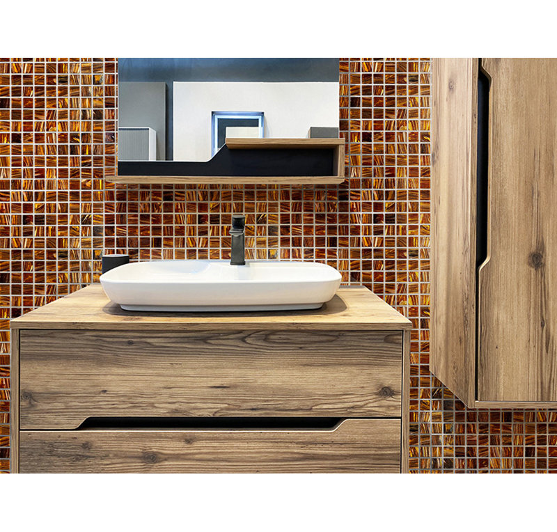 Celestial 0.8" x 0.8" Glass Grid Mosaic Wall & Floor Tile, Blue-Green
