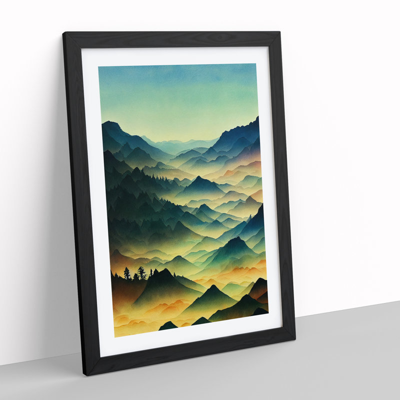 XV1022-4268X Stupendous Mountain Landscape - Print, Black Framed Paper, White, 66cm H x 48cm W