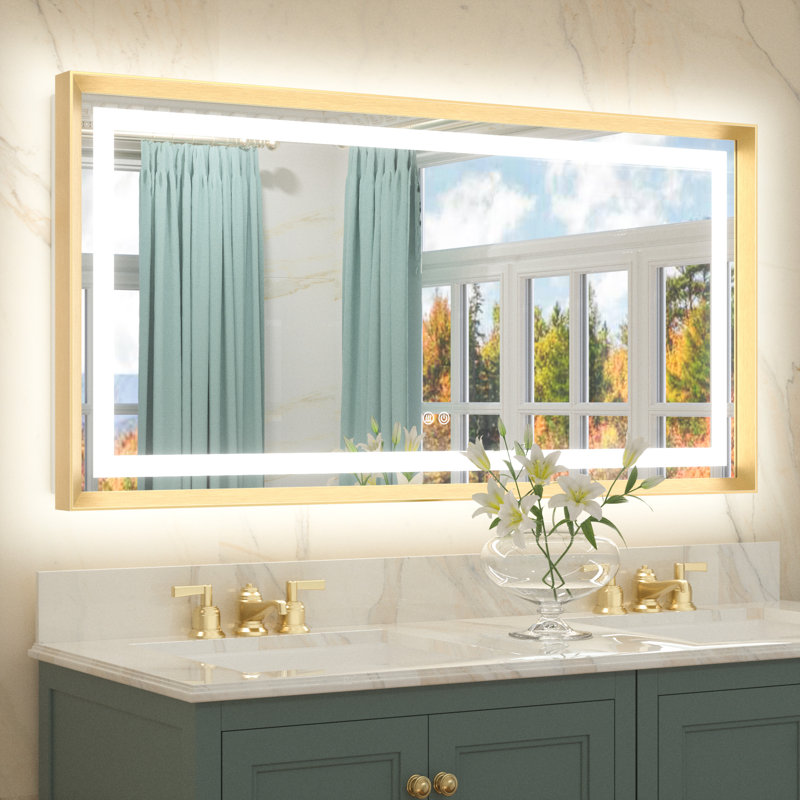 Miroir de salle de bain Dineen, Doré, 48 po x 24 po