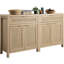 Buffet en rotin (ensemble de 2), console Boho avec portes et tiroir - Naturel