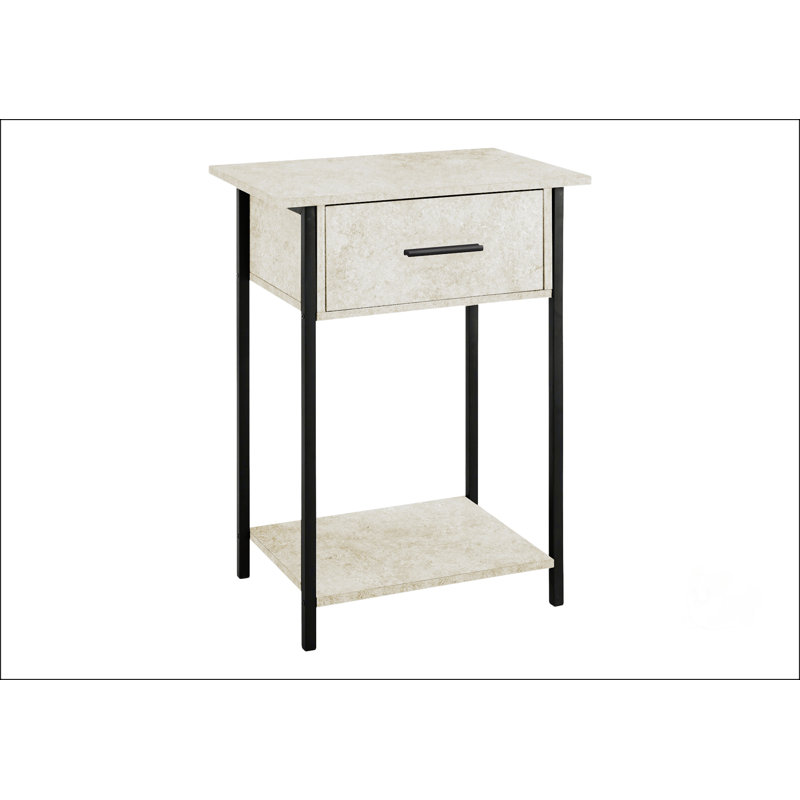 Table d'appoint rectangulaire avec tiroir de rangement, Beige
