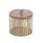 Bronze Cylindrical Metal Decorative Box with Wooden Lid