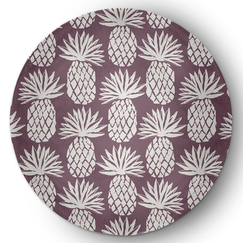 Chenille Floral Indoor Rug, Round 5'