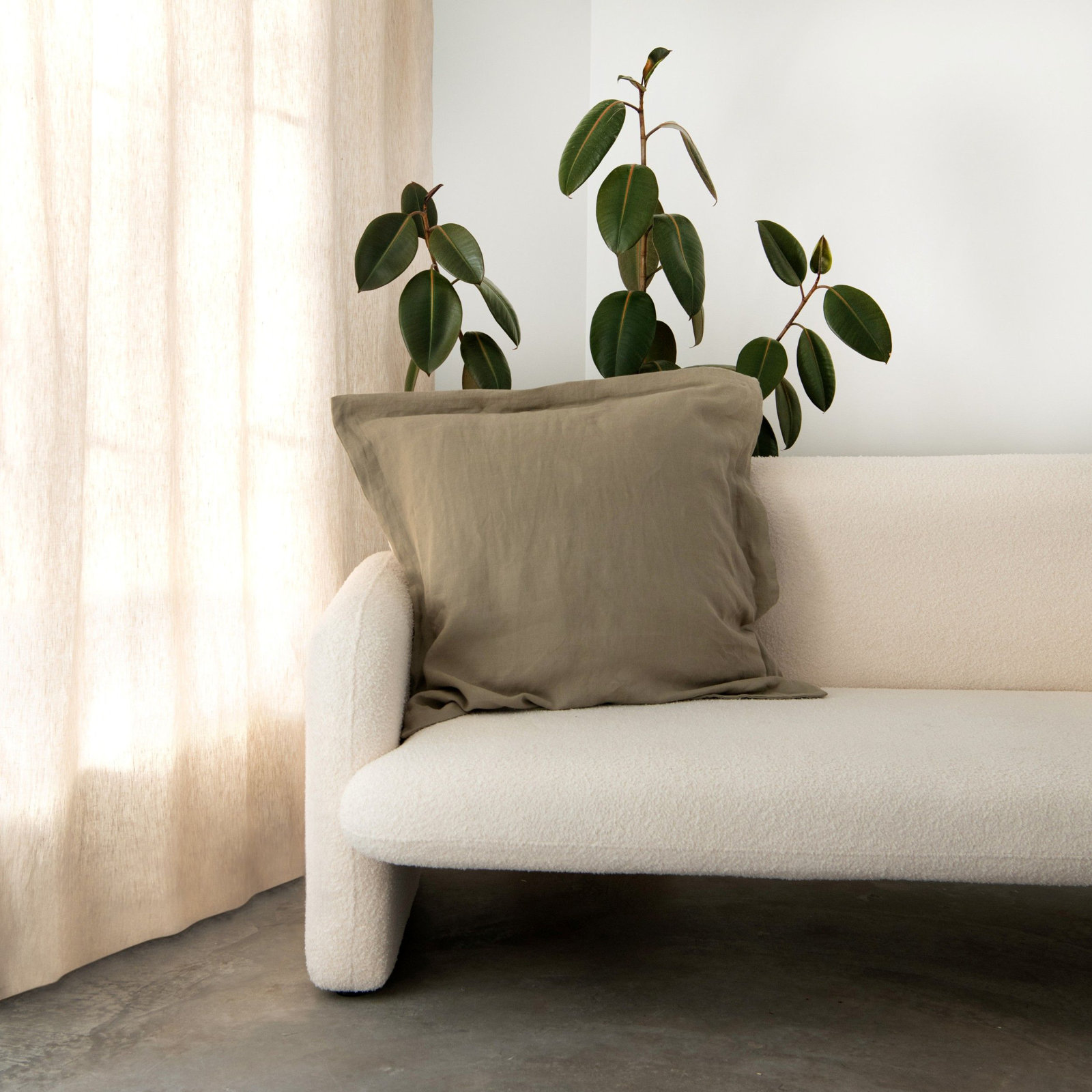 100% French Linen Flanged 26" X 26" Euro Sham, Moss