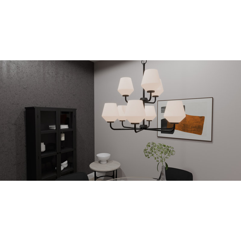 Sabeera 9 - Light Dimmable Classic / Traditional Chandelier, Matte Black
