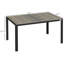 Table de salle à manger d'extérieur pour 6 personnes Outsunny, table de patio rectangulaire en aluminium avec plateau en faux bois pour cour, pelouse, balcon, bord de piscine, 55 po x 35,5 po, gris