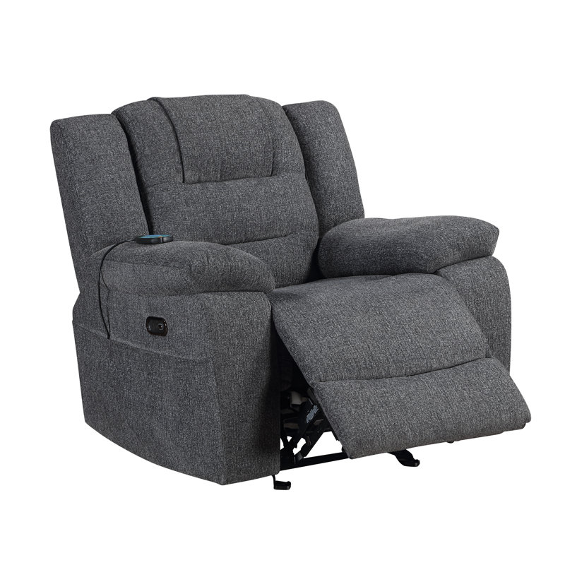 Fauteuil inclinable oscillant Hynes en chenille gris foncé, Électrique - Bouton-poussoir
