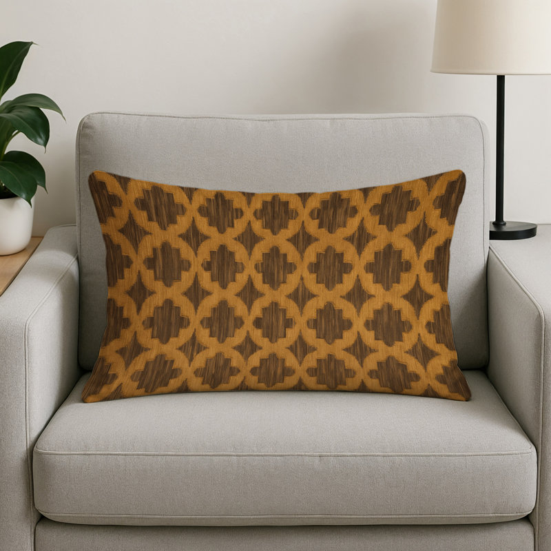 Coussin décoratif intérieur et extérieur brun Trellis, Rectangulaire H 18 po x l 25 po, Treillis brun 190
