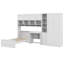 Lit plateforme multifonctionnel avec bureau, garde-robe, armoires, tiroirs et tablettes-793766935