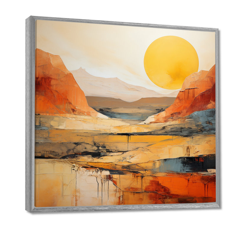 «Bold Landscape Canyon Desert VII», art sur toile Canyon, Argent argent, H 16 po x l 16 po, Reproduction avec cadre flottant