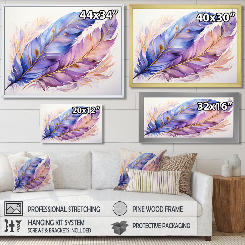 Phelan - Plumes, art mural, Toile tendue, H 16 po x l 32 po x P 1 po