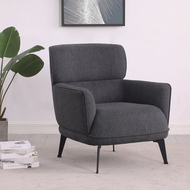 Chaise d'appoint grise avec pieds en métal, Gris