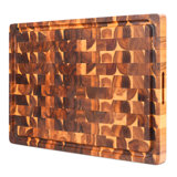 Howard End Grain Acacia Solid Wood Cutting Board - Reversible Extra Large Butcher Block with Juice Groove and Easy Grip Handle for Chopping, Serving, and Meal Prep