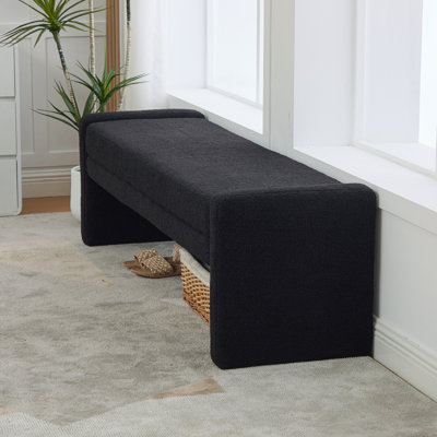 Banc rembourré de 66,6 po avec bout de lit moderne surdimensionné, banc de salle à manger et banc de salle à manger surdimensionné, tabouret avec repose-pieds pour chambre d'amis, réception, chambre à coucher, couloir, salon, noir