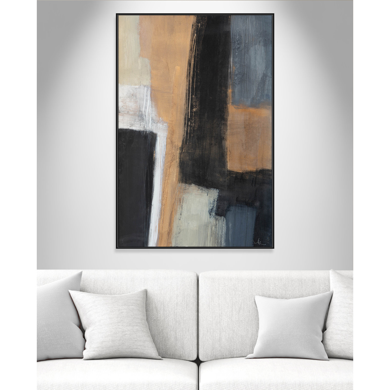 Karl Metallic Slate I Framed On Canvas Print, Black, 61.5" H x 41.5" W x 2" D