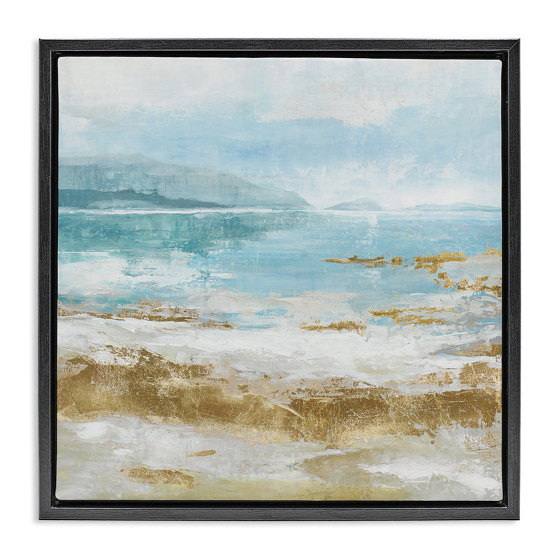 Art mural sur toile, "Paysage de plage vieilli" par Max Maxx, Cadre flottant noir de jais, H 25 po x l 25 po x P 1,7 po
