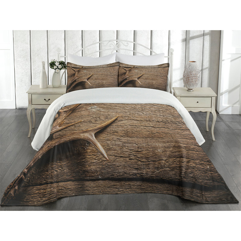 Twin Rustic Antler Print Polyester Bedspread Set