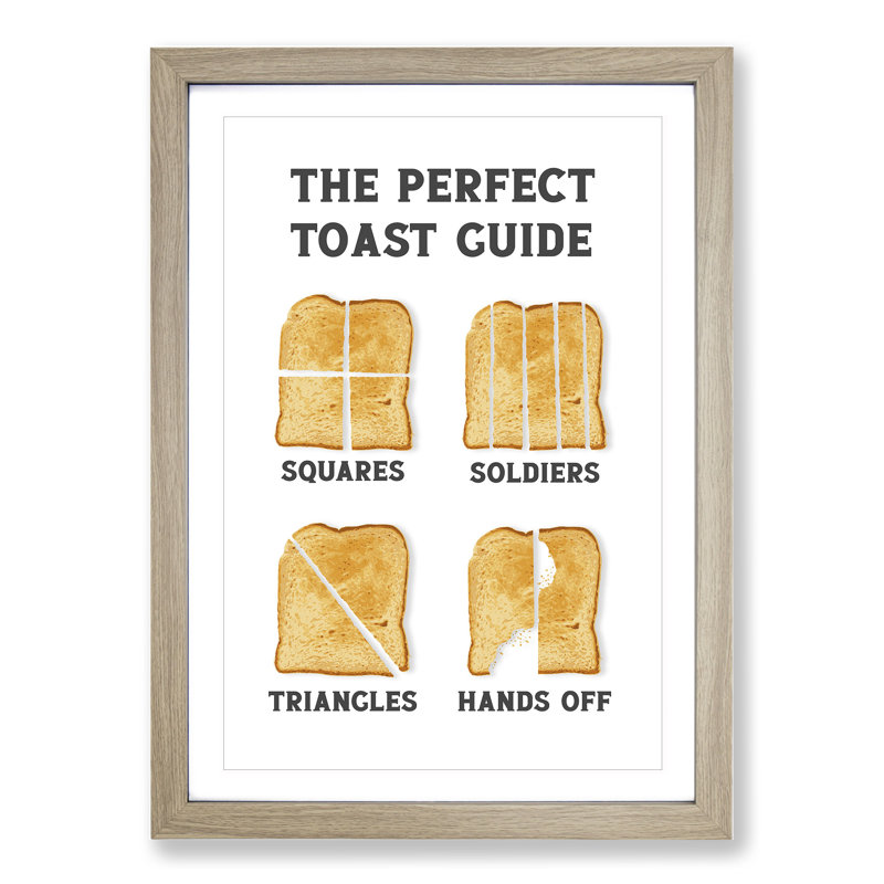 The Perfect Toast Guide - Picture Frame Typography, Oak Framed, 65cm H x 48cm W x 2cm D