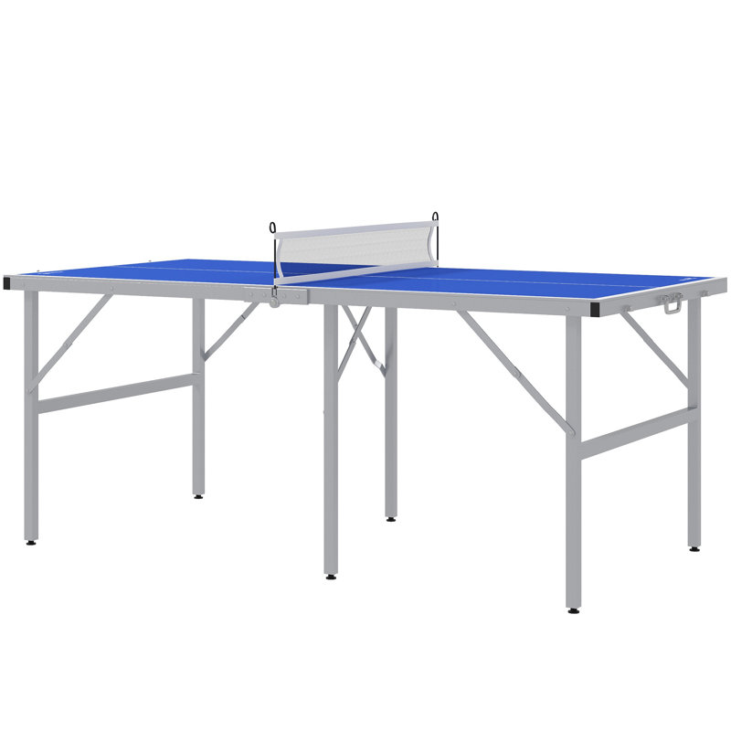 Soozier Foldable Table Tennis Table (Paddles Included), Blue