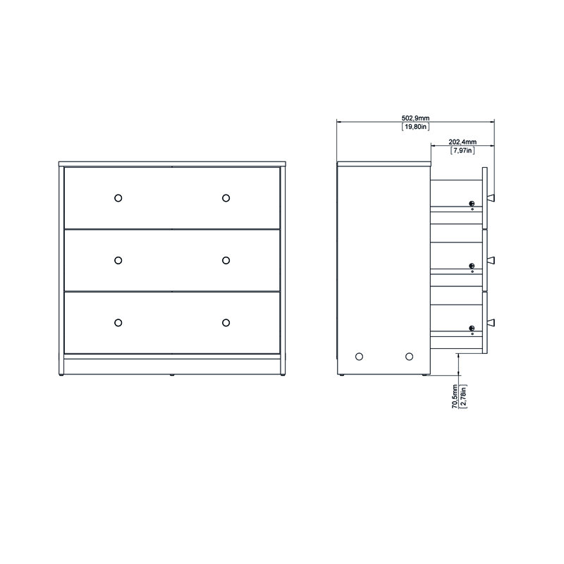 Clanton 3 Drawer 28.5'' W Dresser, White