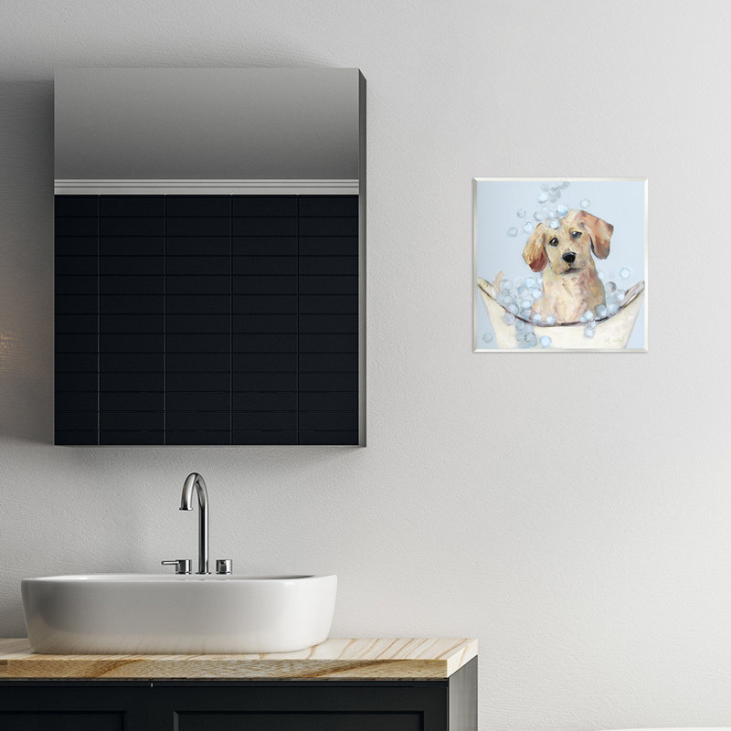Plaque murale "Bubble Bath Lab Puppy", design par Sally Swatland