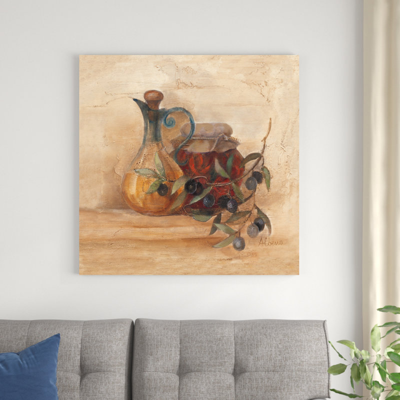 «Tuscan Table IV» par Albena Hristova - peinture sur toile tendue, H 36 po x l 36 po