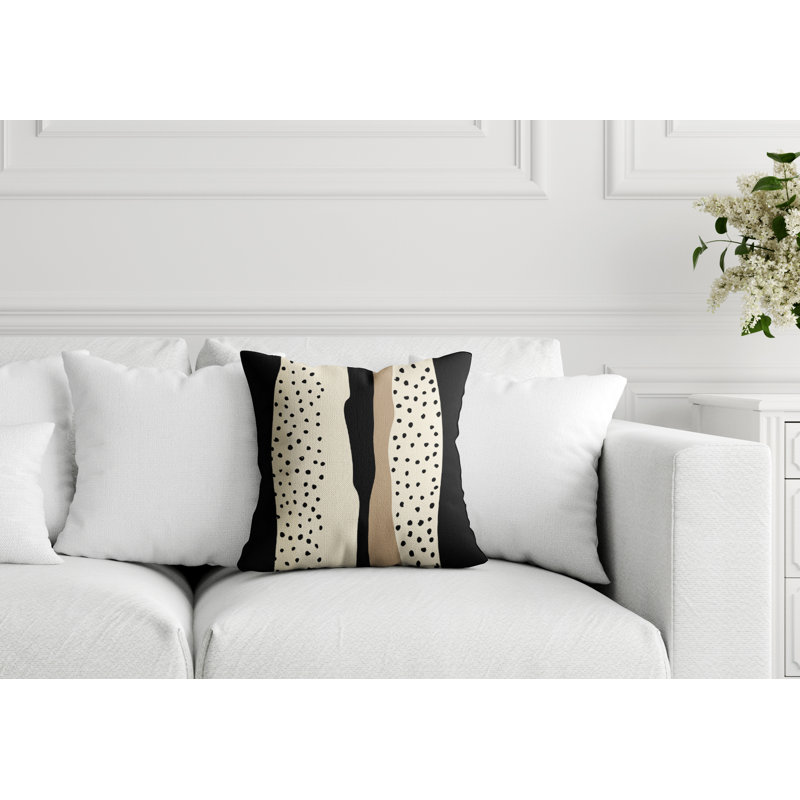 Bode Spun Polyester Indoor/Outdoor Throw Pillow, 19" x 19", Black/Off White/Beige