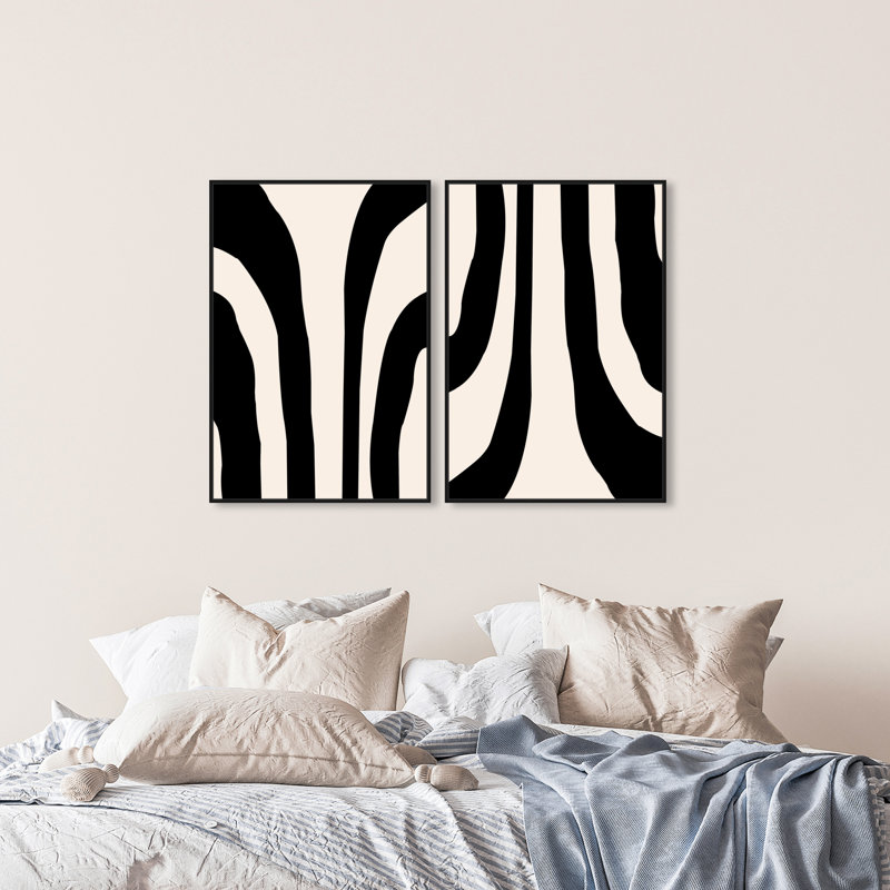 Minimal - ensemble de 2 impressions sur toile, H 37 po x l 50 po, Toile avec cadre noir