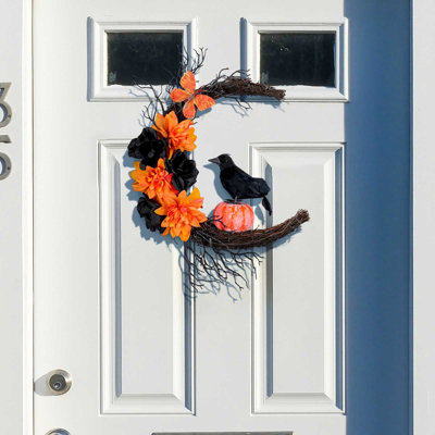 Couronne d'Halloween orange et noire