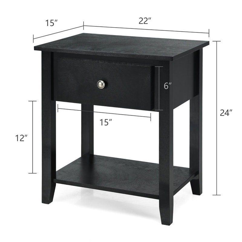 Anke End Table with Storage, Black
