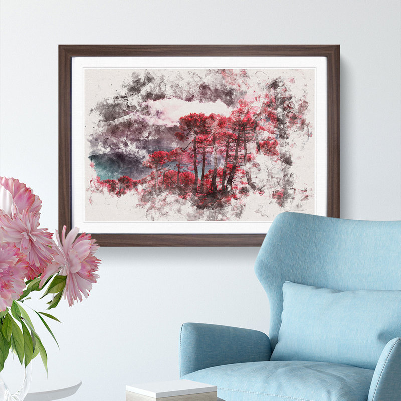 Plum Forest - Framed Print, 62cm H x 87cm W x 2cm D, Walnut Framed