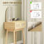 Bureau de coiffeuse avec miroir, coiffeuse de maquillage avec 2 tiroirs, bois naturel