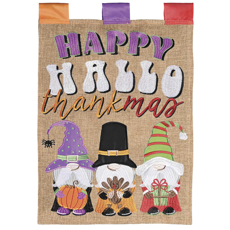 Drapeau de maison, toile de jute, bonjour, gnome de Noël