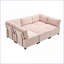 Canapé modulaire 6 places modulaire en U avec méridienne réversible, velours côtelé rose | Salon-1723640817