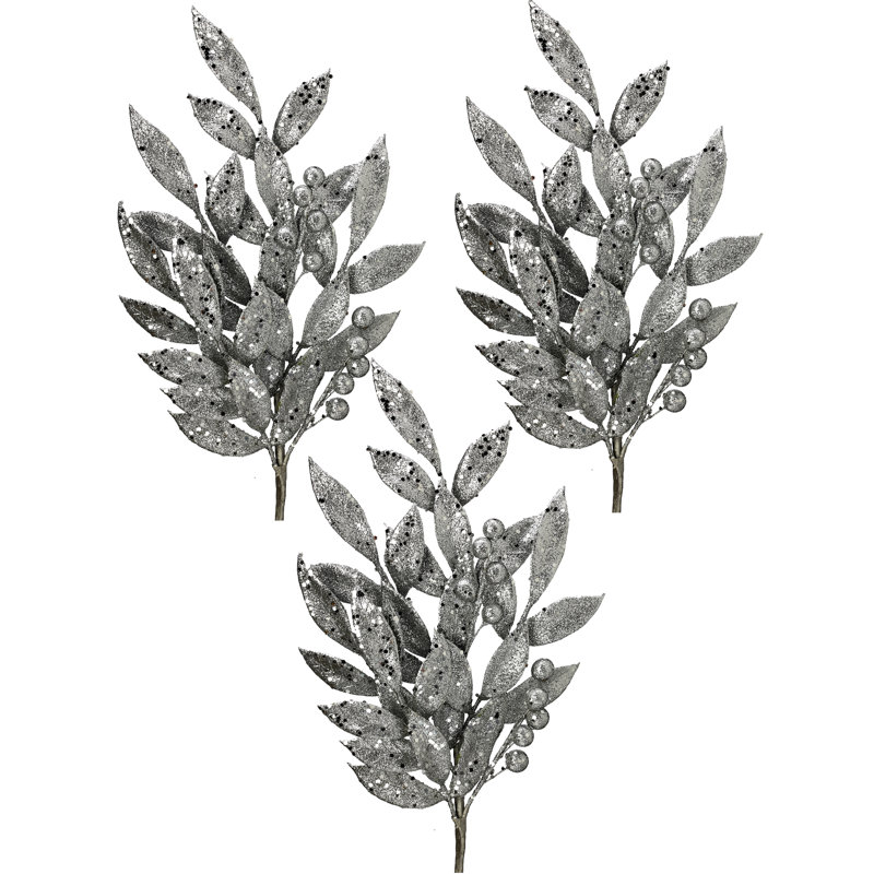 Ensemble de 3 branches artificielles, Argent