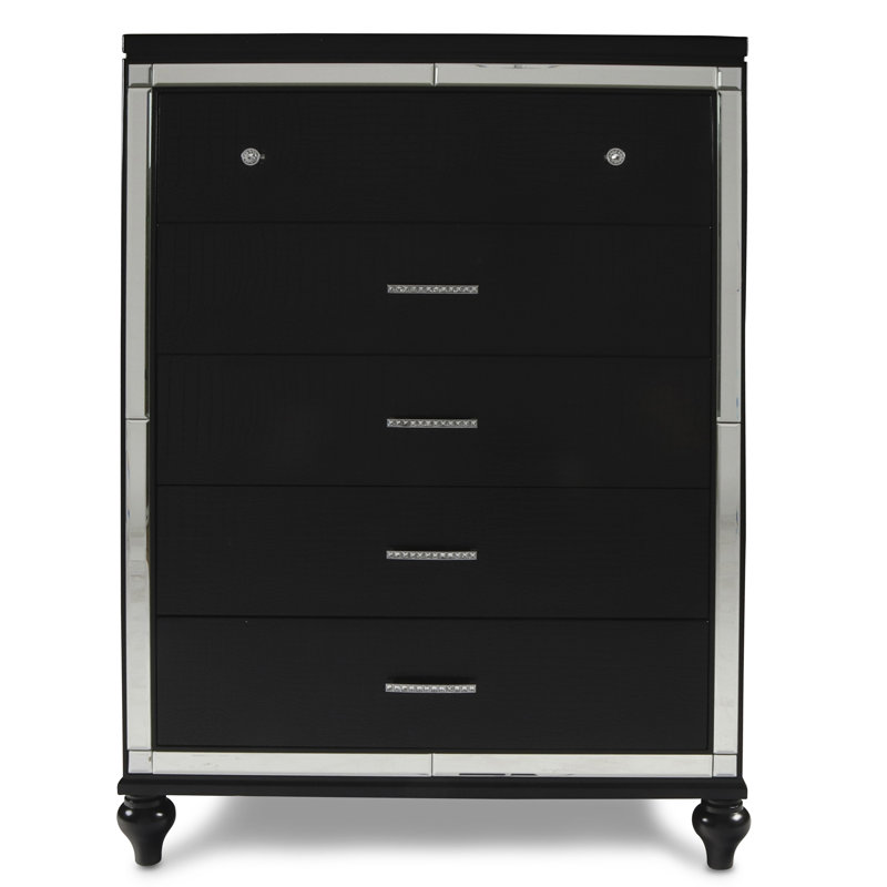 Commode 5 tiroirs Sherley, Noir