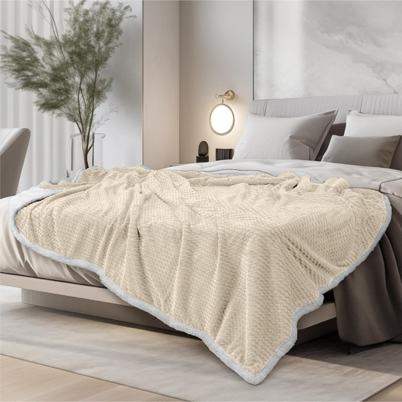Throw Blanket, Twin XL, Ivory/Beige