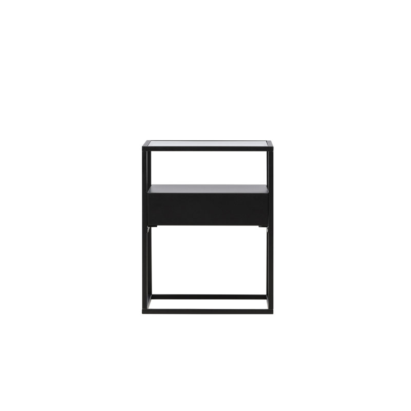 Boysie Glass Top End Table, Black