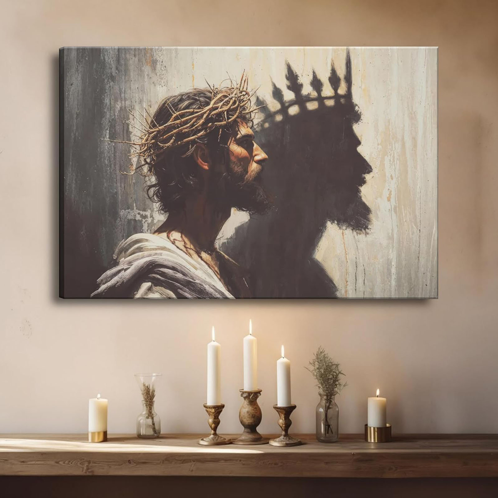 Astoria Grand Jesus Crown Of Thorns Canvas Wall Art Christian Religiou ...
