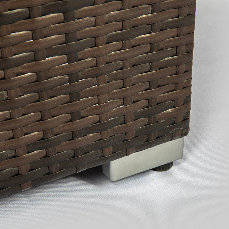 Brown Rattan Gas Fire Pit Table with Ceramic Top